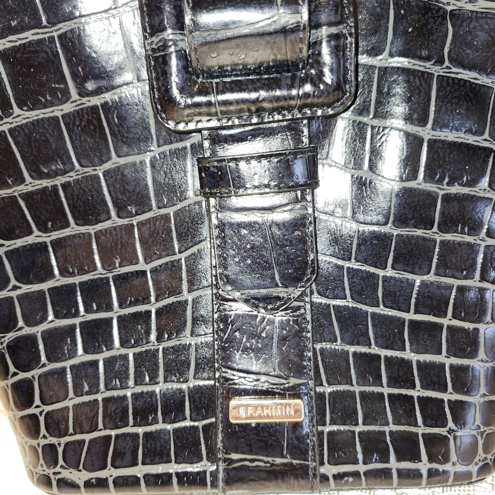 Brahmin Faith Black Veil Leather Bucket Shoulder Bag Crossbody Satchel $355 msrp